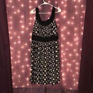 Black and pale gray scoop neck fit and flare dress